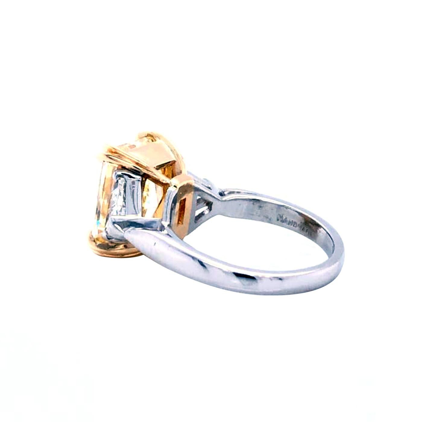 5,01 Karat GIA Strahlenschliff Fancy Hellgelber Platinring mit 0,85 Karat Diamanten für Damen oder Herren