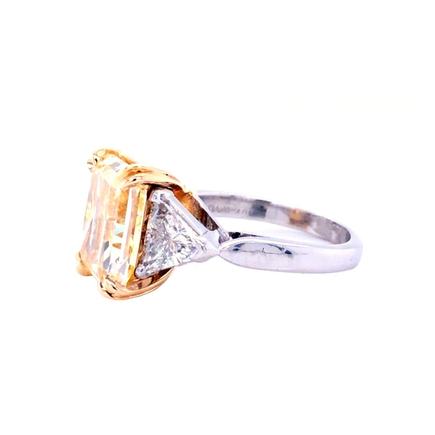 5,01 Karat GIA Strahlenschliff Fancy Hellgelber Platinring mit 0,85 Karat Diamanten 1