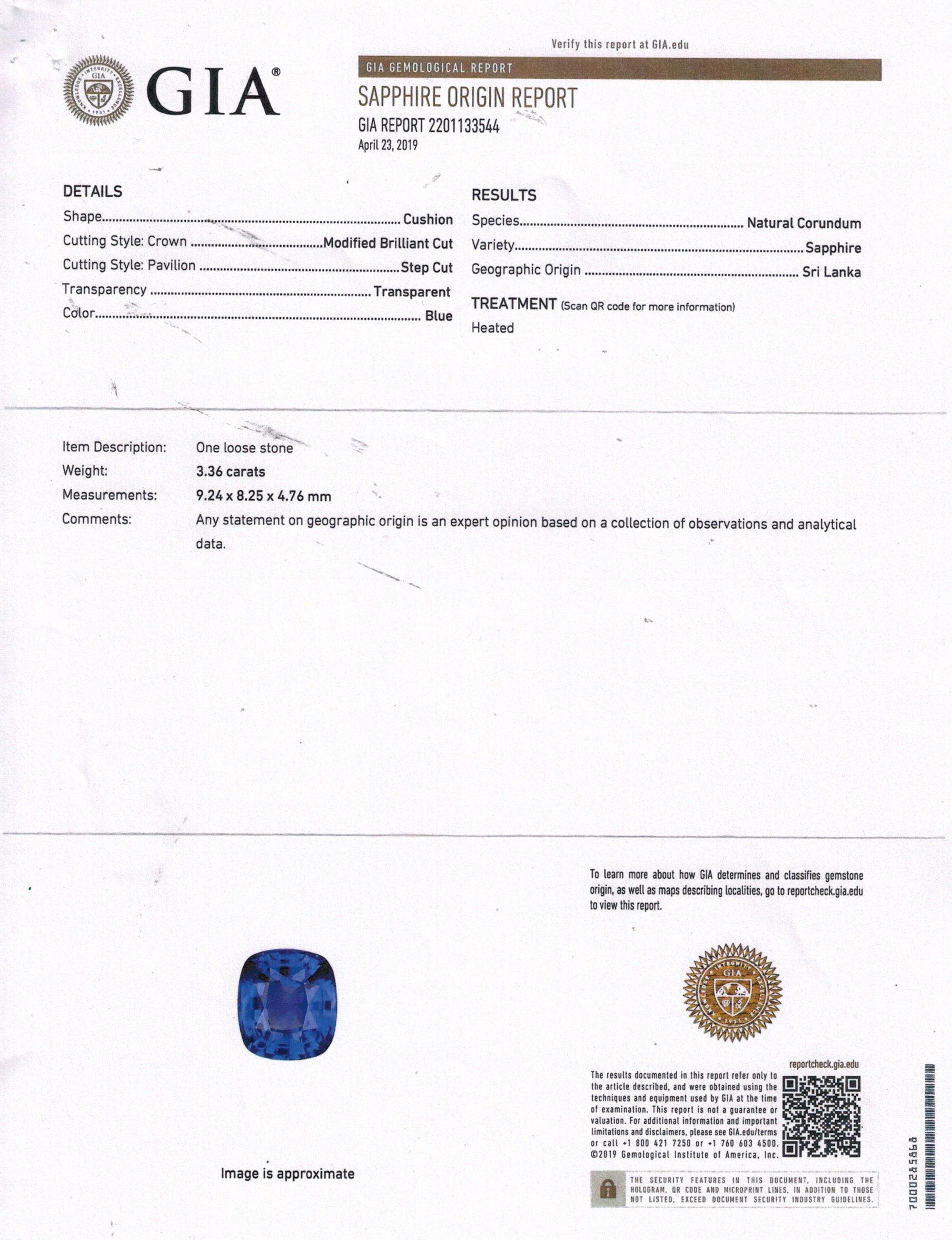 5.01ctw Ceylon GIA Natural Royal Blue Sapphire and Diamond Platinum 3-Stone Ring 4