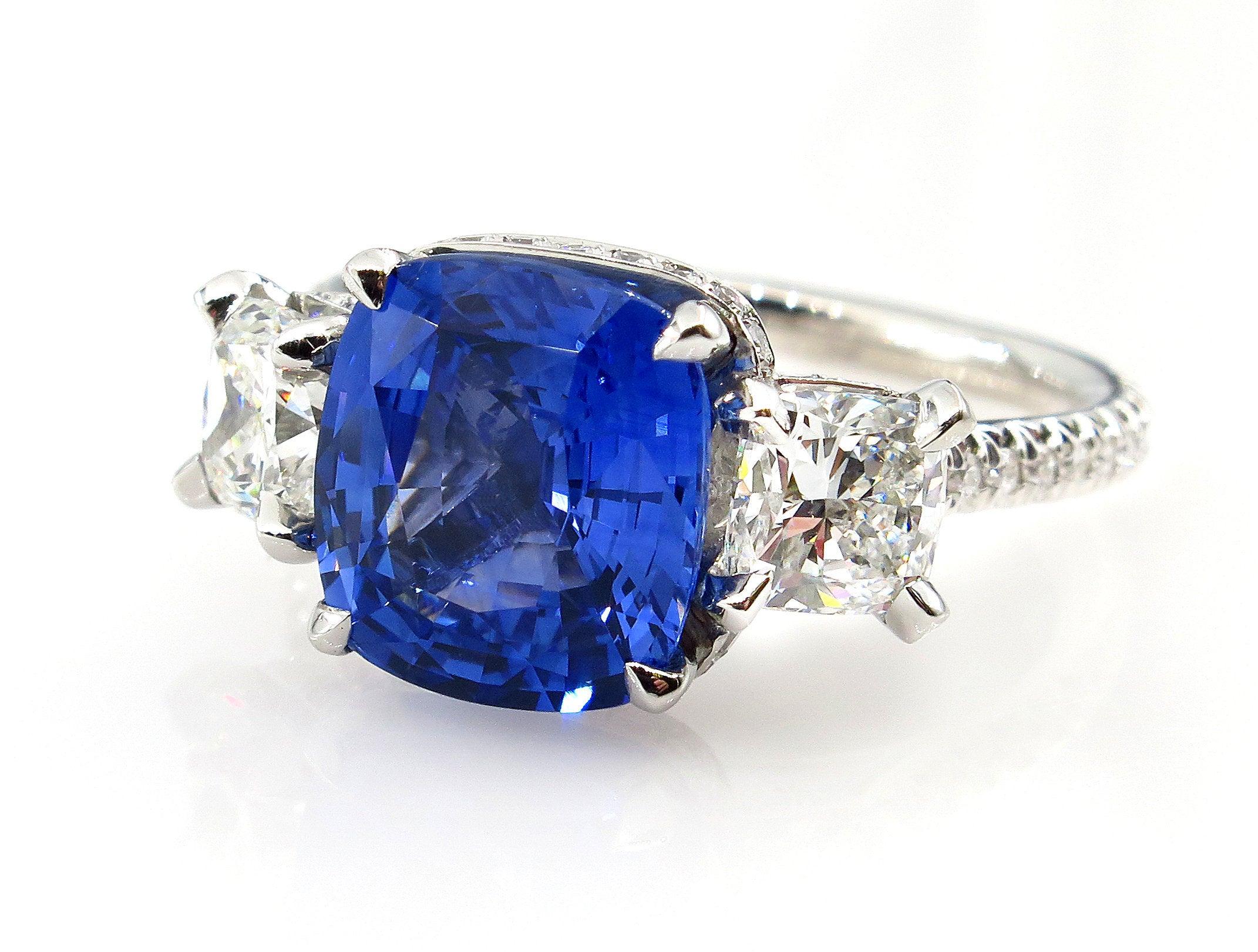 royal sapphire diamond platinum ring