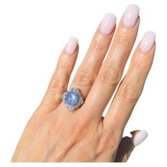 5.02 Blue Star Sapphire and Diamond Vintage Art Deco Revival Platinum Ring