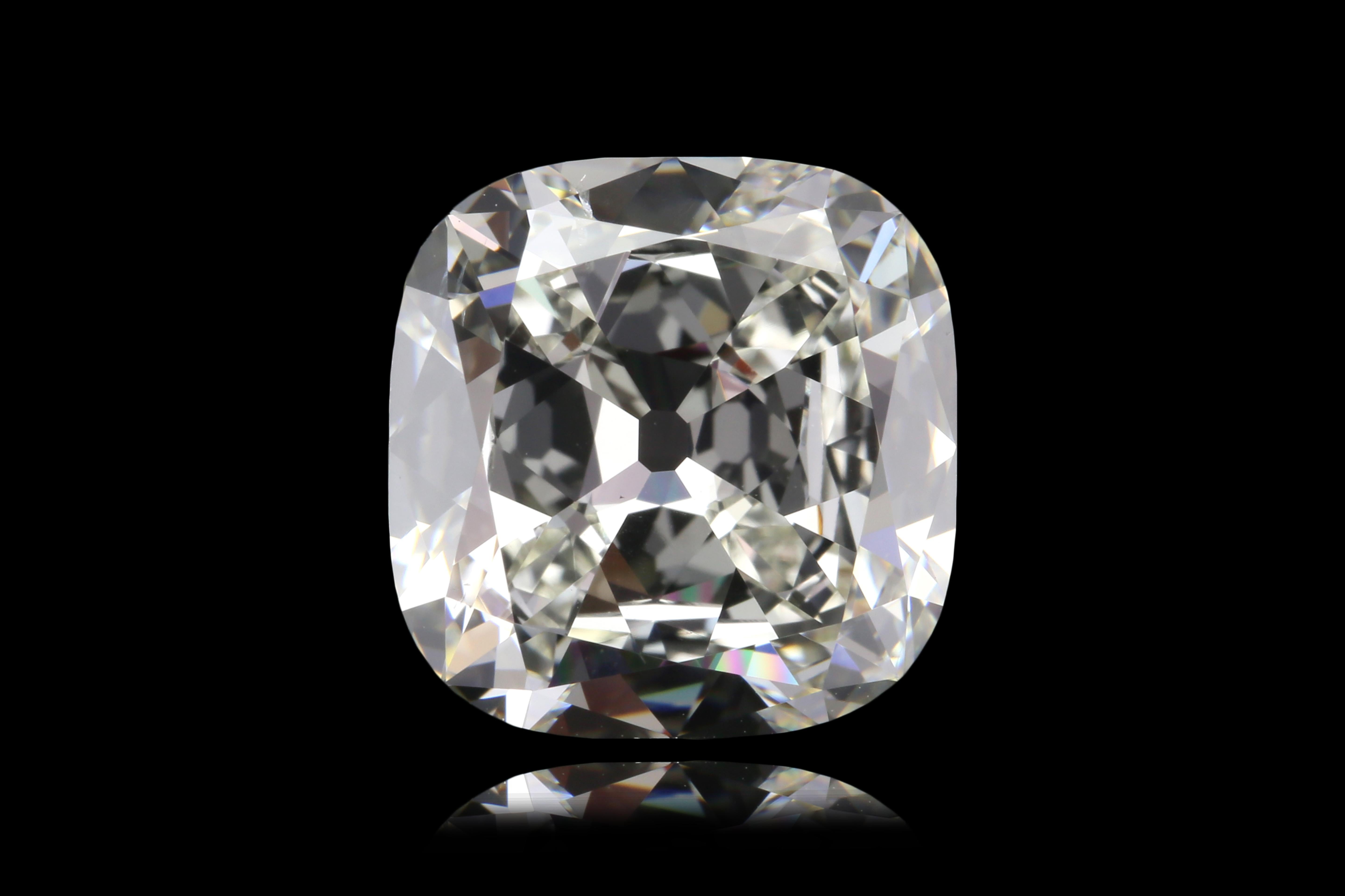 A remarkable treasure from a bygone era, this 5.02-carat Antique Cushion Brilliant Diamond radiates timeless elegance and sophistication. GIA certified, the diamond is graded J in color and SI1 in clarity, offering a warm, inviting hue paired with