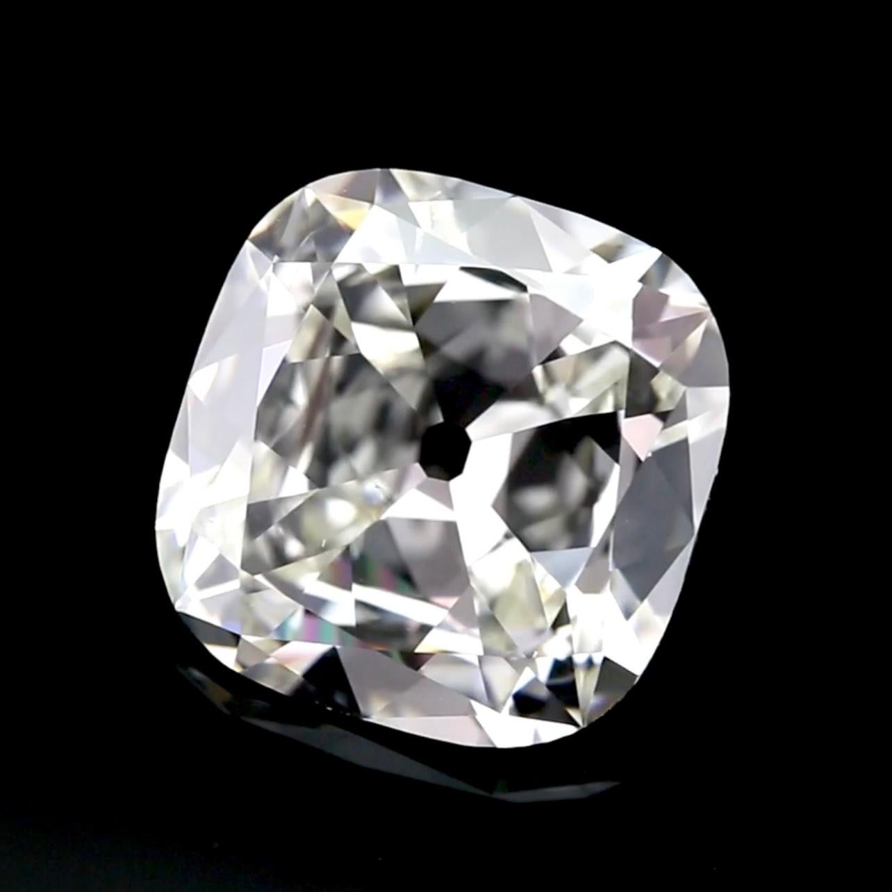 Women's or Men's 5.02 Carat Antique Cushion Brilliant Diamond – J SI1 GIA – 