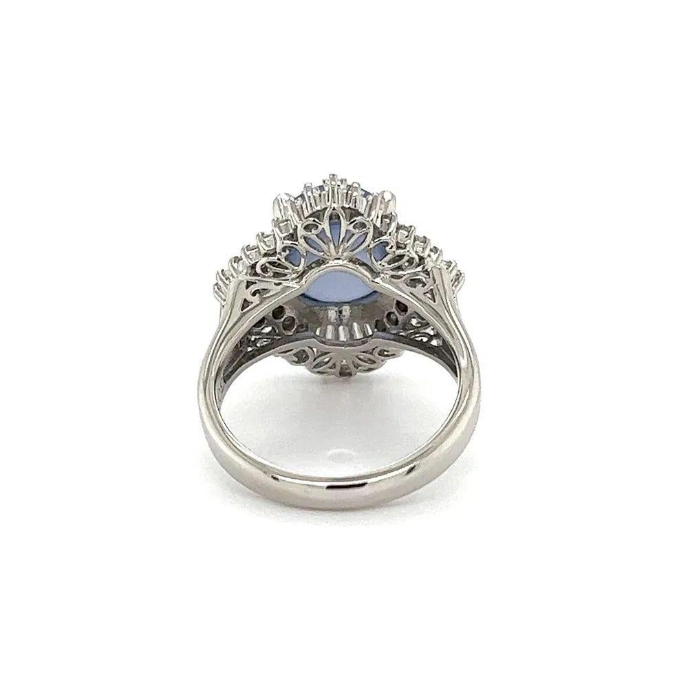 5,02 Karat Blauer Stern Saphir und Diamant Platin Vintage Cocktail Ring im Zustand „Hervorragend“ im Angebot in Montreal, QC
