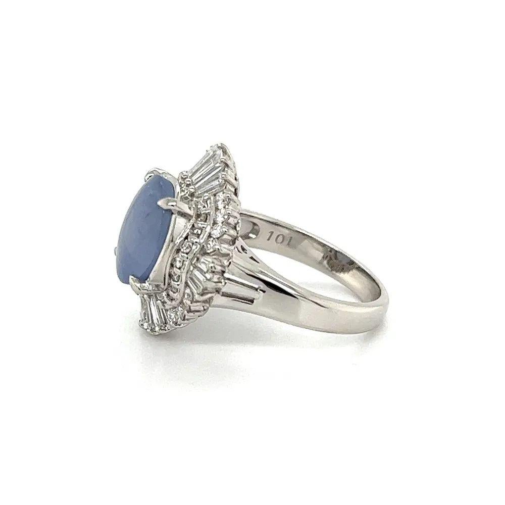 5,02 Karat Blauer Stern Saphir und Diamant Platin Vintage Cocktail Ring Damen im Angebot