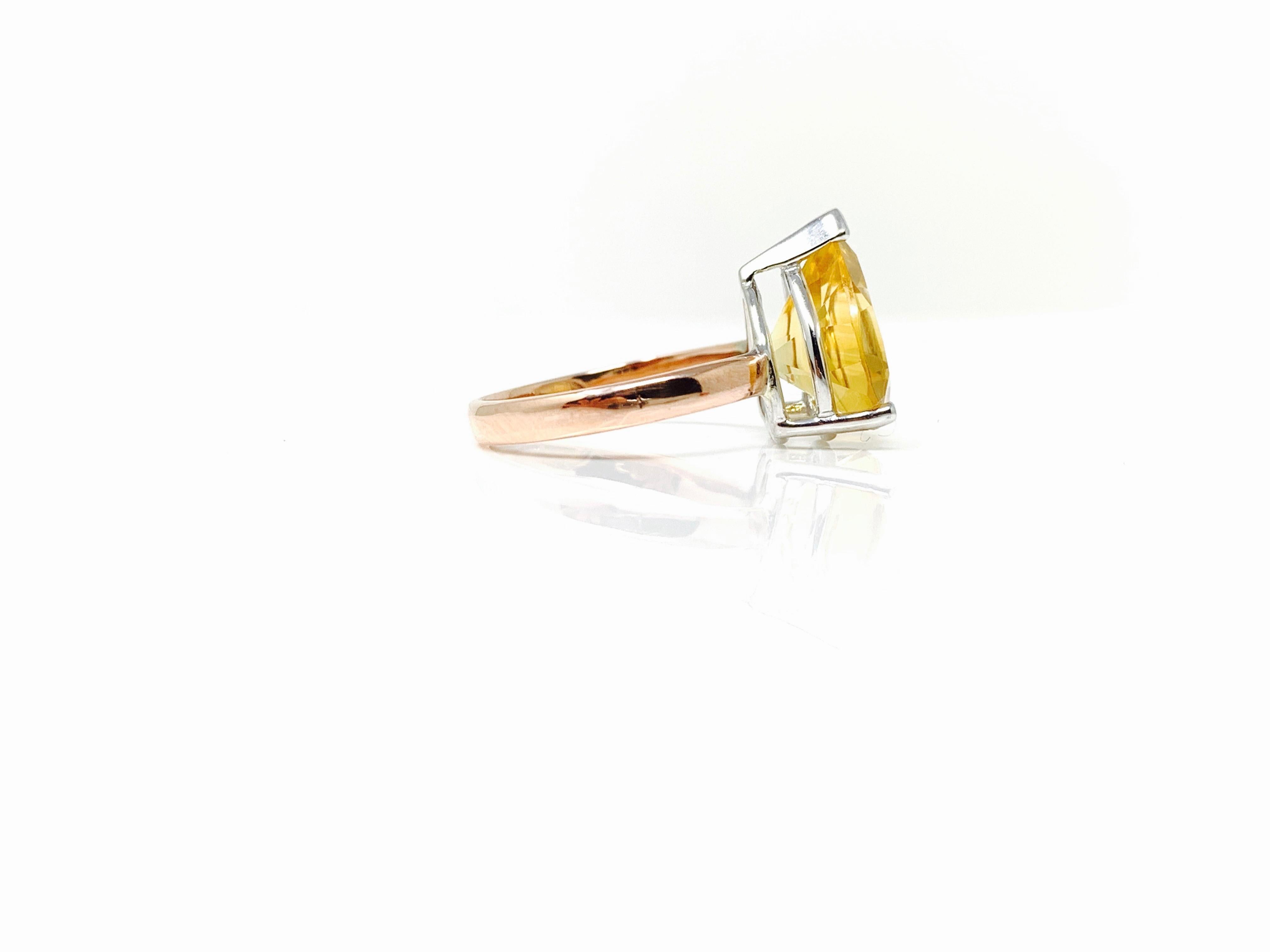 5.02 Carat Heart Shape Citrine Ring in Rose Gold and White Gold 1