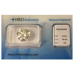 5.02 Carat HRD Certificate White Diamond