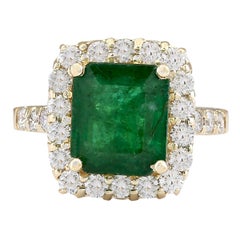 Natural Emerald Diamond Ring In 14 Karat Yellow Gold 