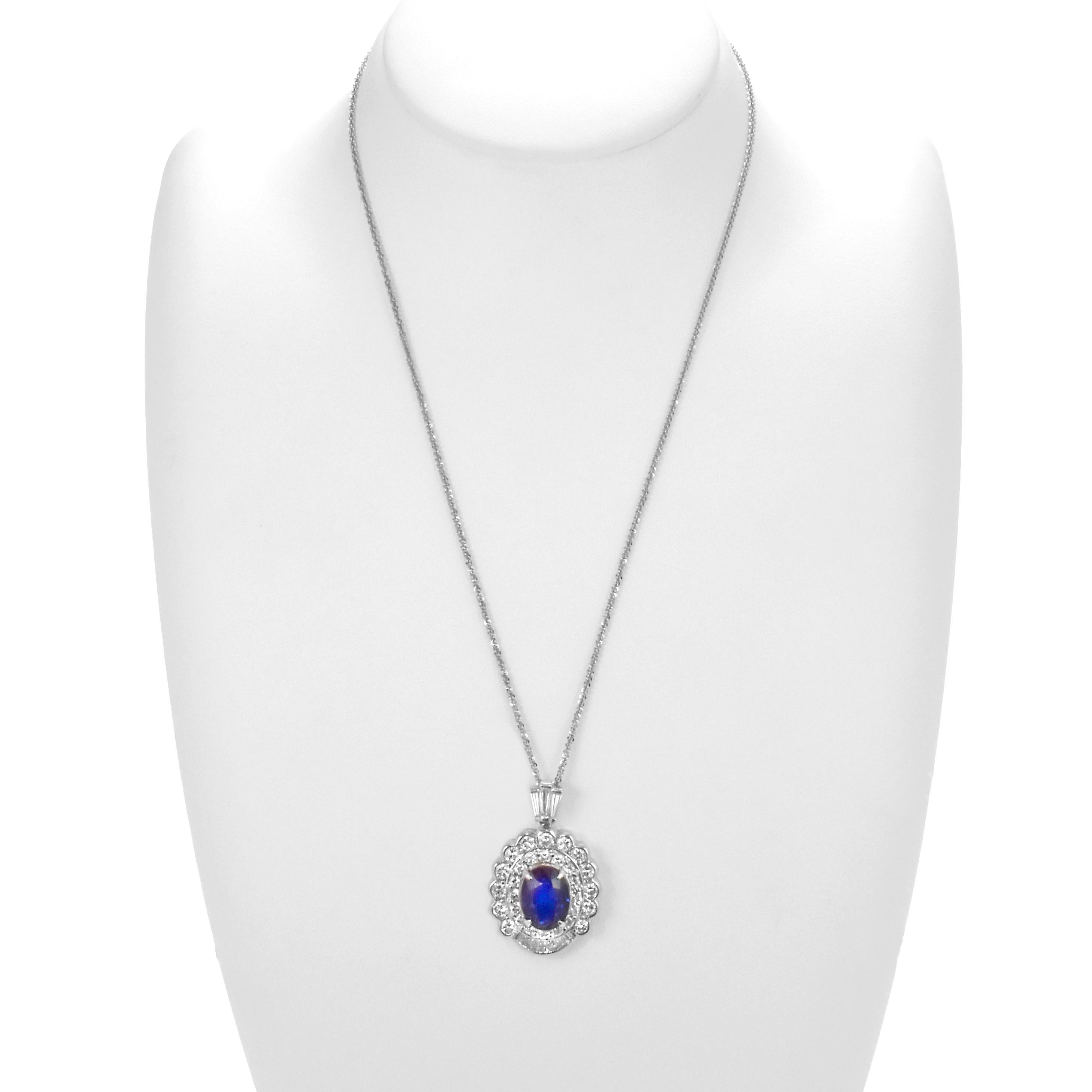 5.02 Carat Natural Royal Blue Sapphire and Diamond Pendant Made in Platinum For Sale 7