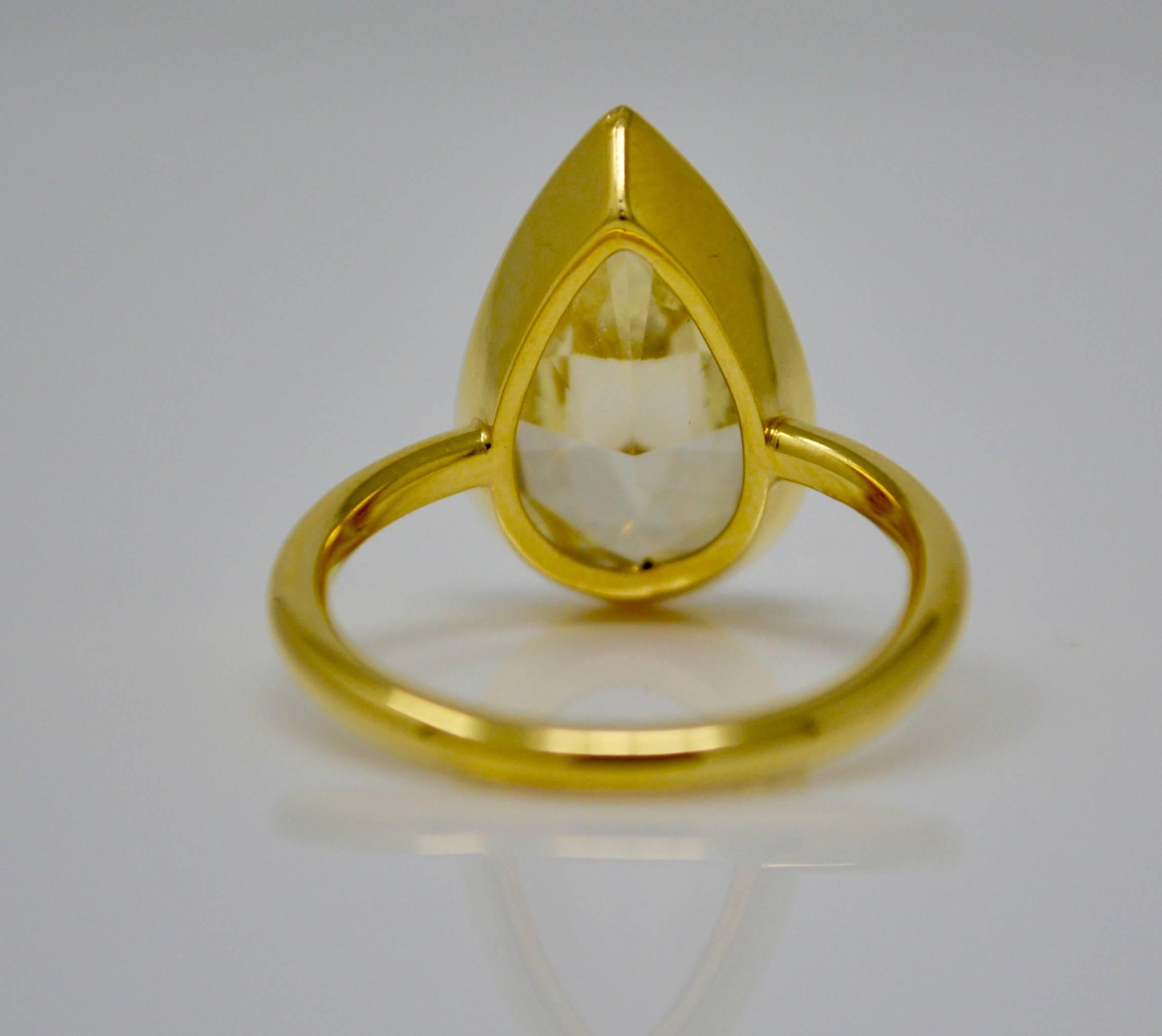 Contemporary 5.02 Carat Natural Yellow Pear Brilliant Cut Ring, GIA Certified