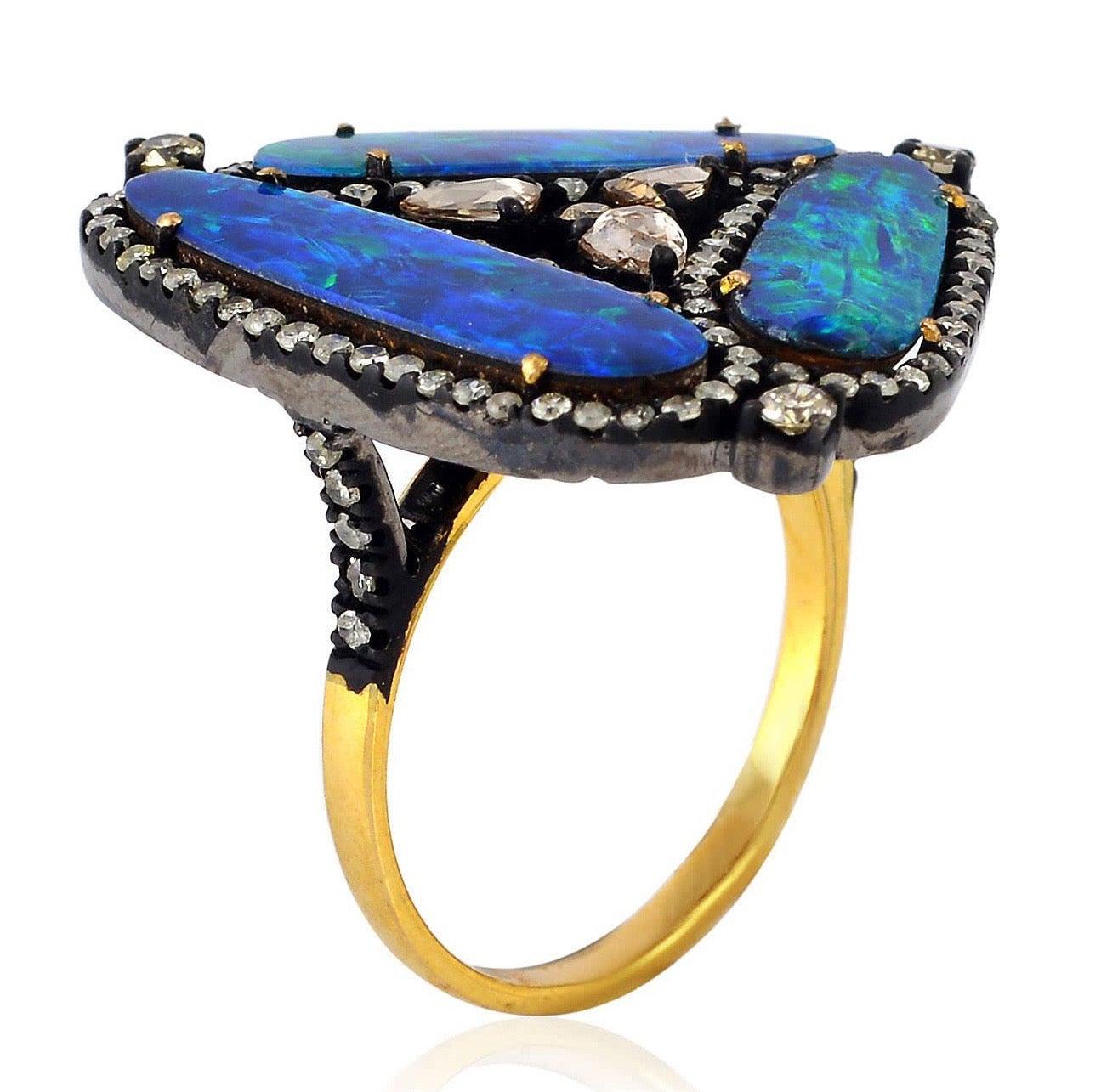 For Sale:  5.02 Carat Opal Diamond Cocktail Ring 3