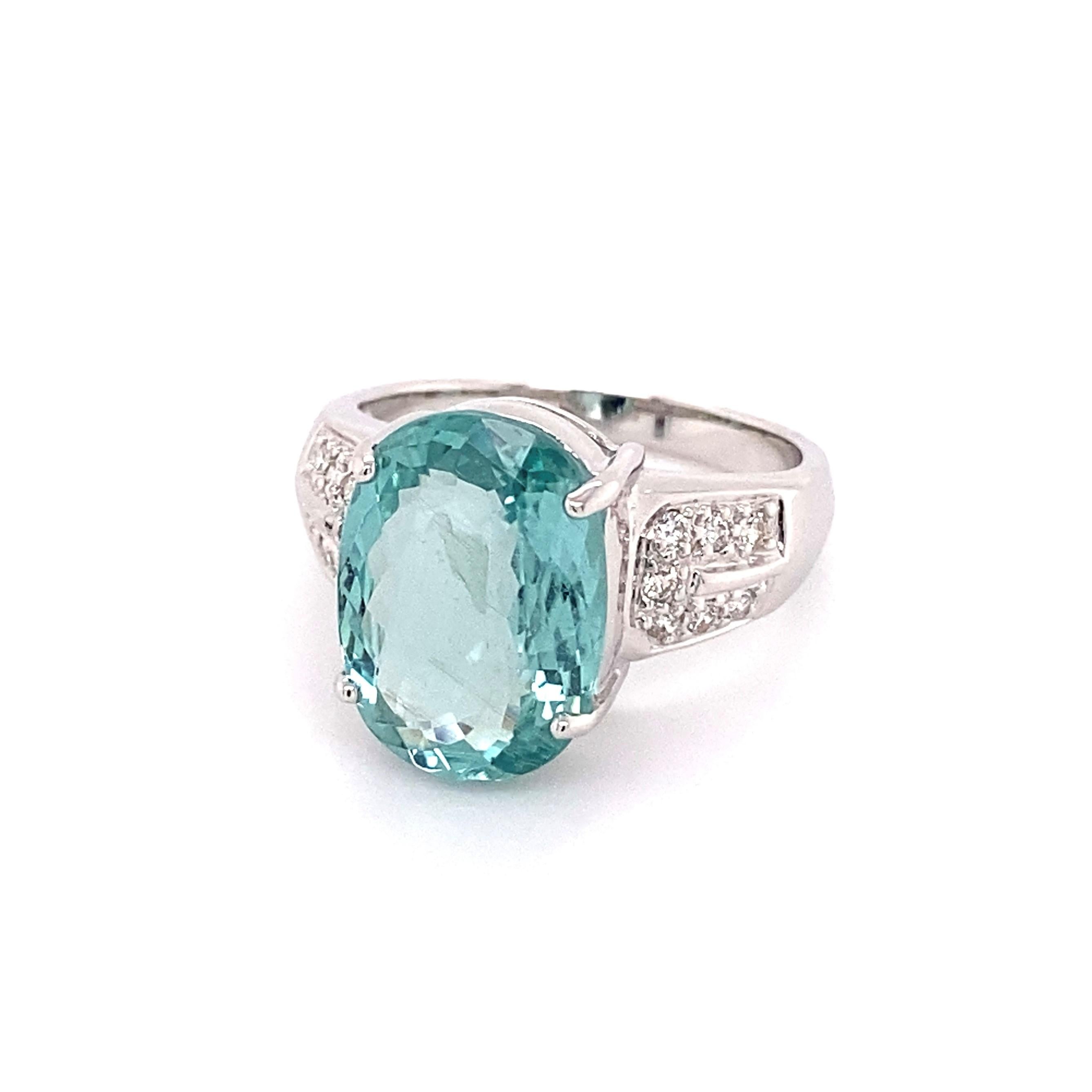 Oval Cut 5.01 Carat Oval Paraiba Tourmaline and Diamond Gold Ring GIA Estate Fine Jewelry For Sale