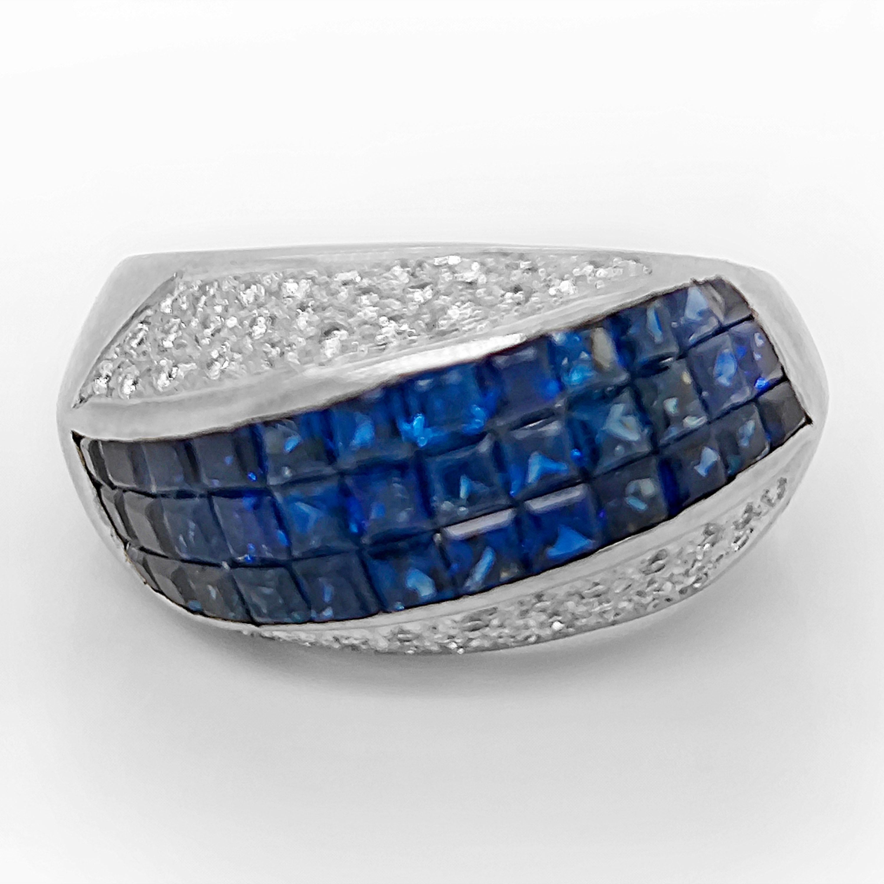Ring aus Weißgold mit 5,02 Karat Saphir und weißem Diamant im Zustand „Neu“ im Angebot in New York, NY
