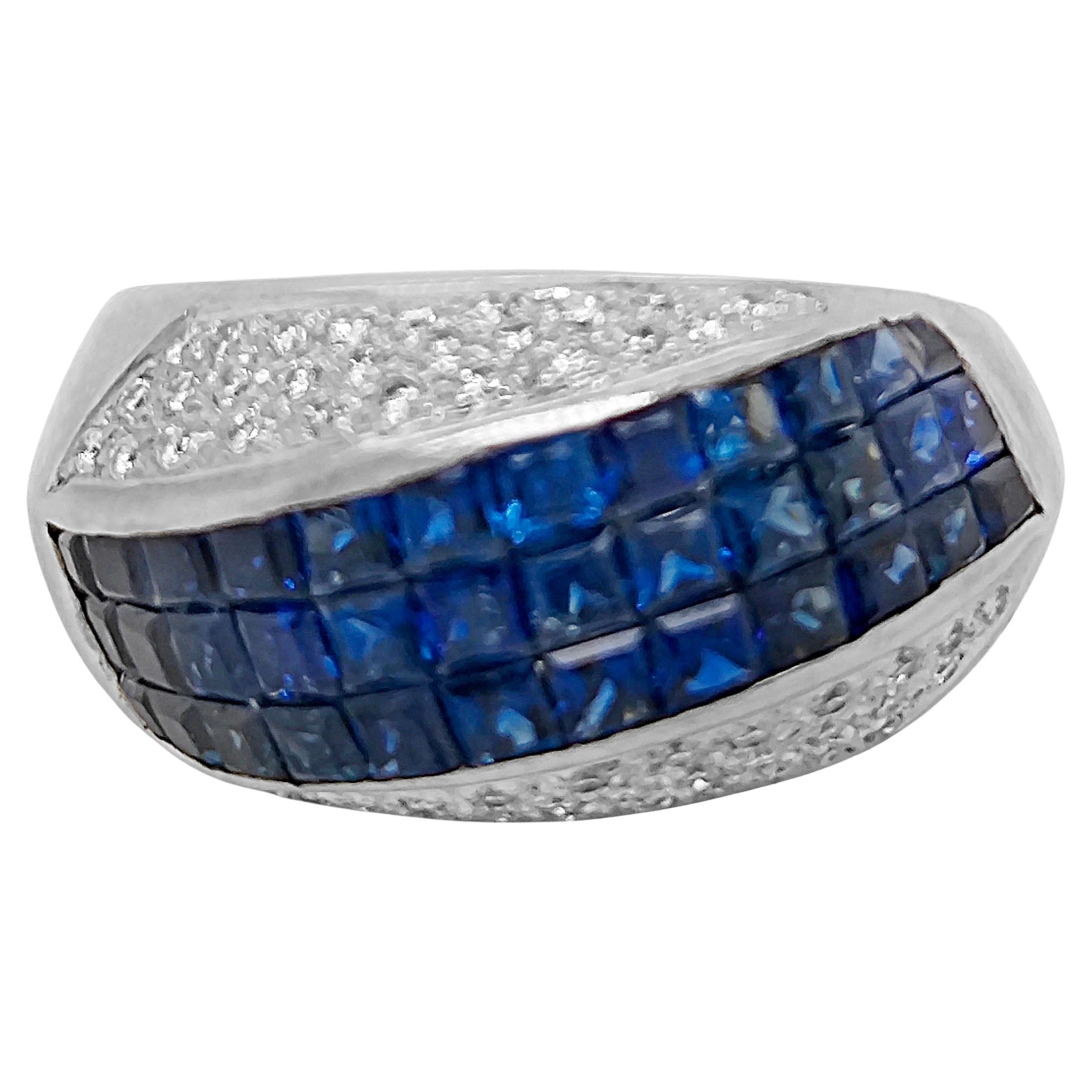 5.02 Carat Sapphire and White Diamond White Gold Ring