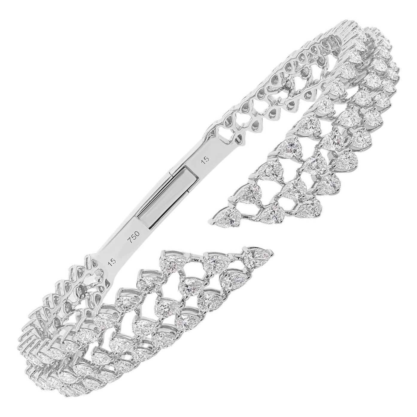 5,02 Karat SI/H Diamant Breite Verlobungsmanschette Armband 14 Karat Weißgold