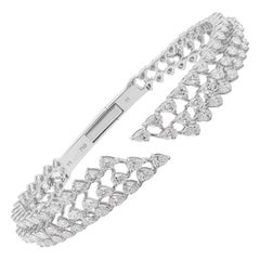 5.02 Carat SI/H Diamond Wide Engagement Cuff Bracelet 14 Karat White Gold