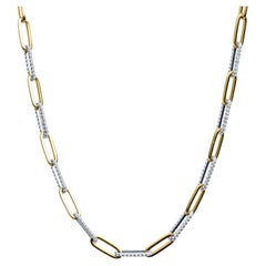 Papierclip-Halskette aus 14 Karat Gelbgold mit 5,02 Karat runden Diamanten