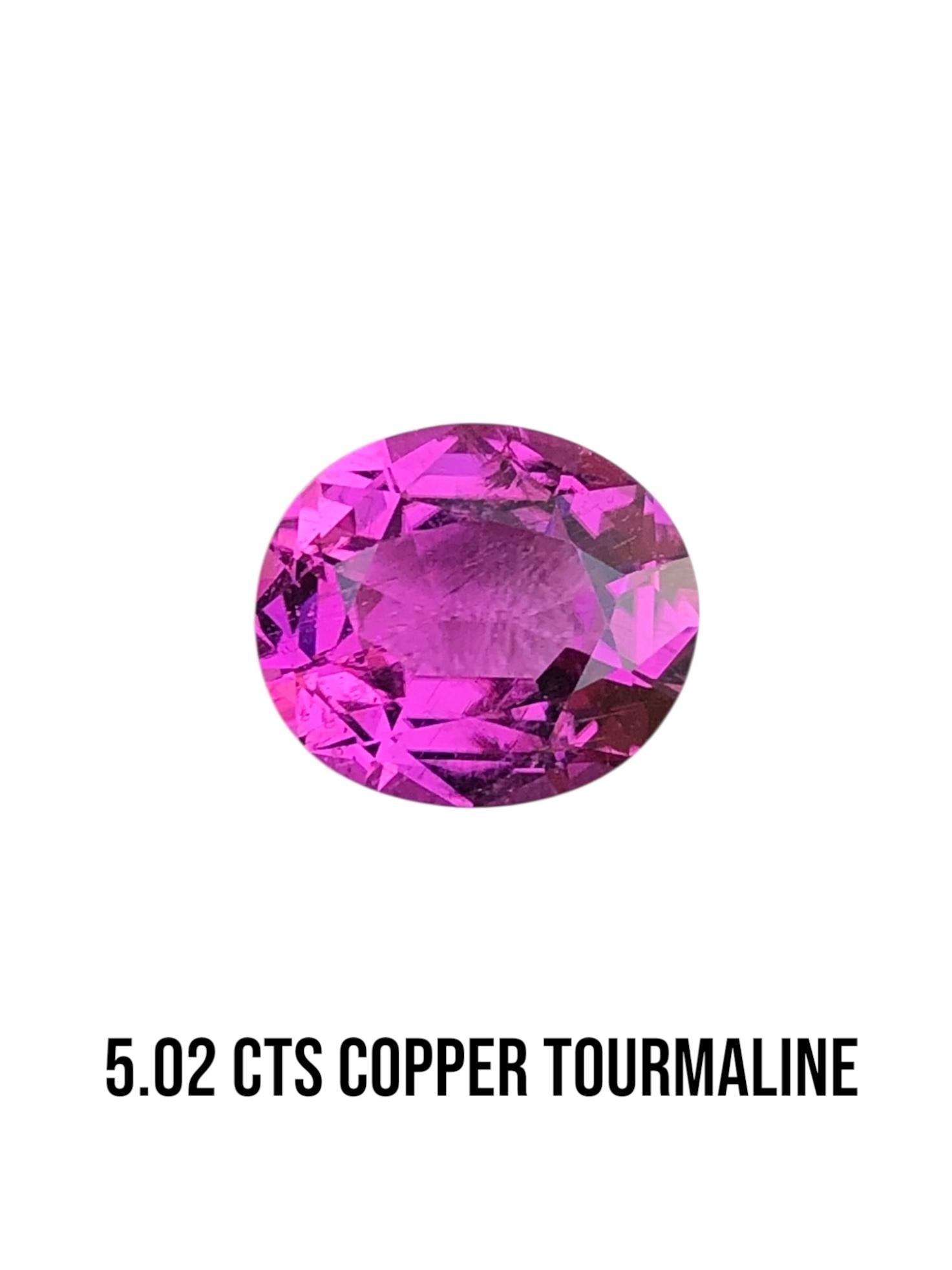 5,02 Ct Tormalina di rame naturale Colore rosa occhio pulito Gemma di qualità in vendita 2