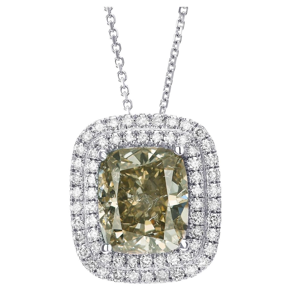 NO RESERVE - 5.02ct Fancy Diamond & 0.70cttw Halo, 18 Karat White Gold Necklace