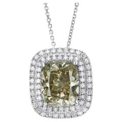 5.02ct Fancy Diamond & 0.70cttw Diamonds Halo, 18 Karat White Gold, Necklace