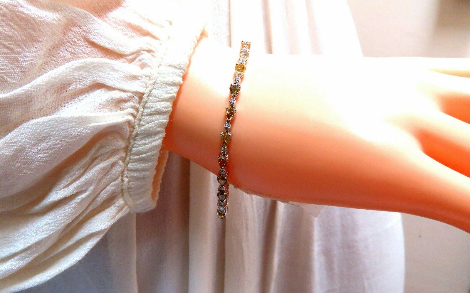 5.02 Carat Natural Fancy Multi-Color Diamond Tennis Bracelet 14 Karat In New Condition For Sale In New York, NY