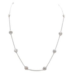 5.03 Carat 10 Station Diamond by the Yard Necklace 14 Karat White Gold 16"