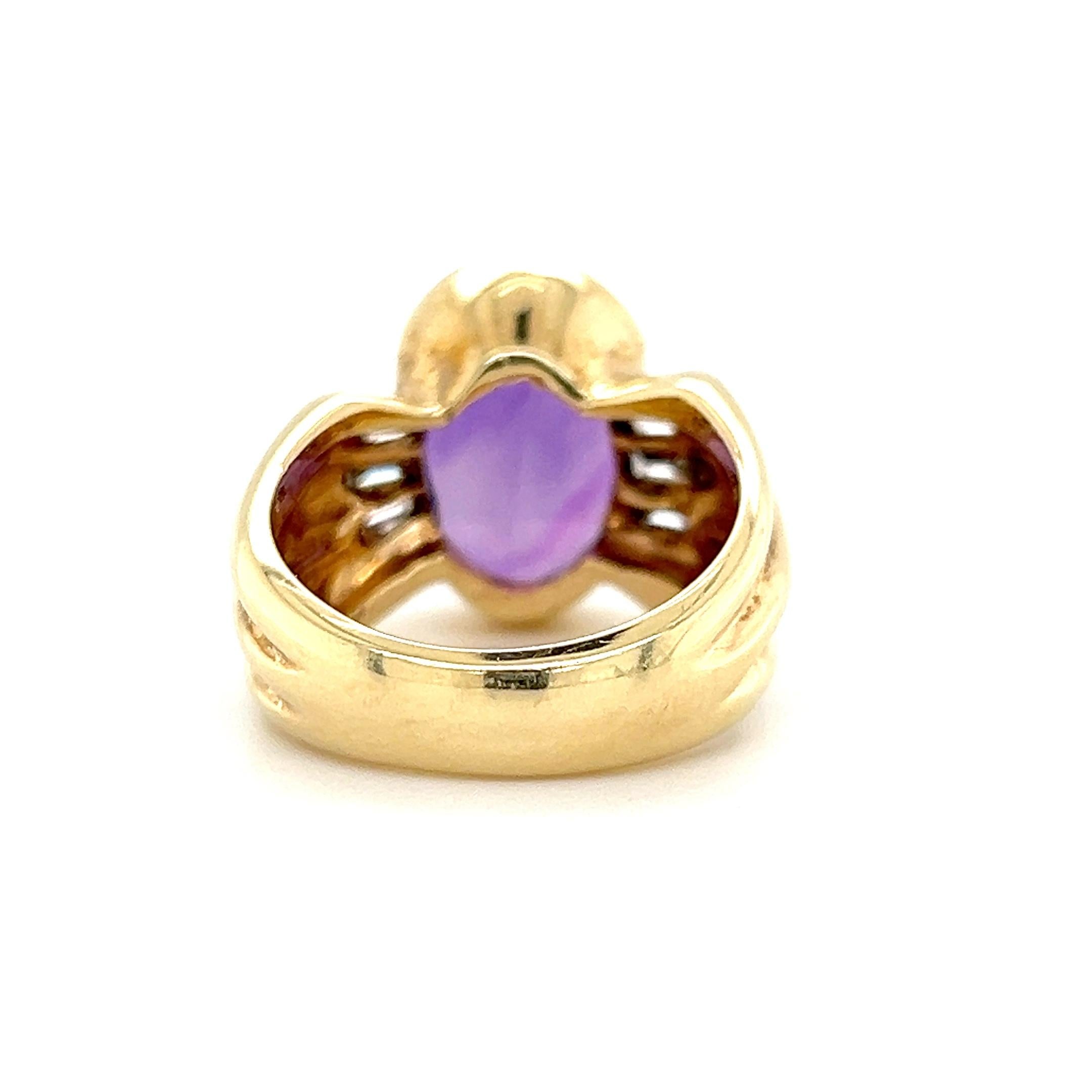 5.03 Carat Amethyst and Diamond 14k Yellow Gold Cocktail Ring In Good Condition For Sale In Towson, MD