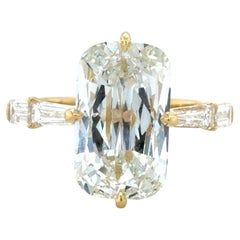 5.03 Carat Antique Cushion Cut Diamond Ring in 18k Gold