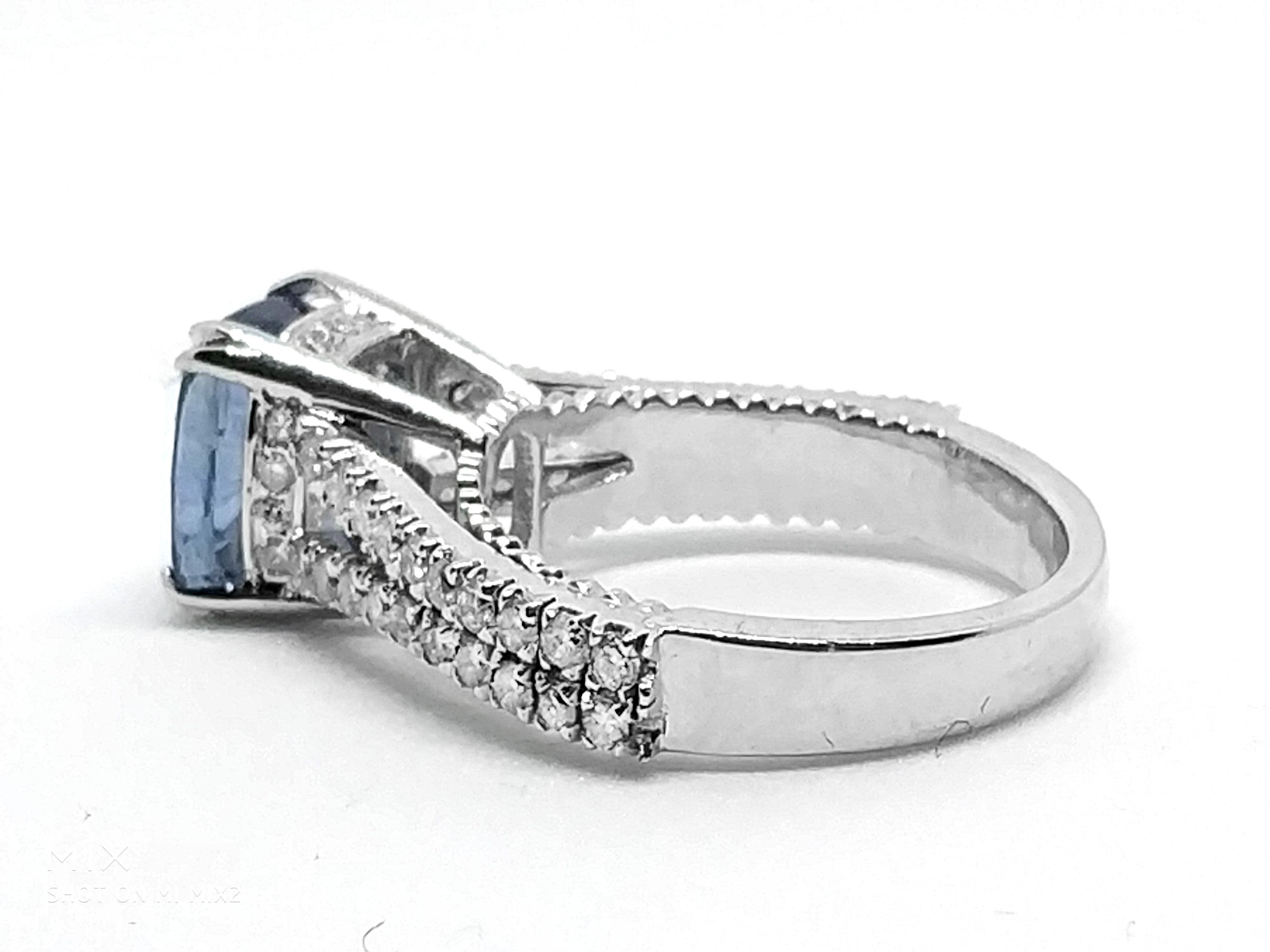5.03 Carat Blue Ceylon Sapphire 1.05 Carat Diamond Ring For Sale 1