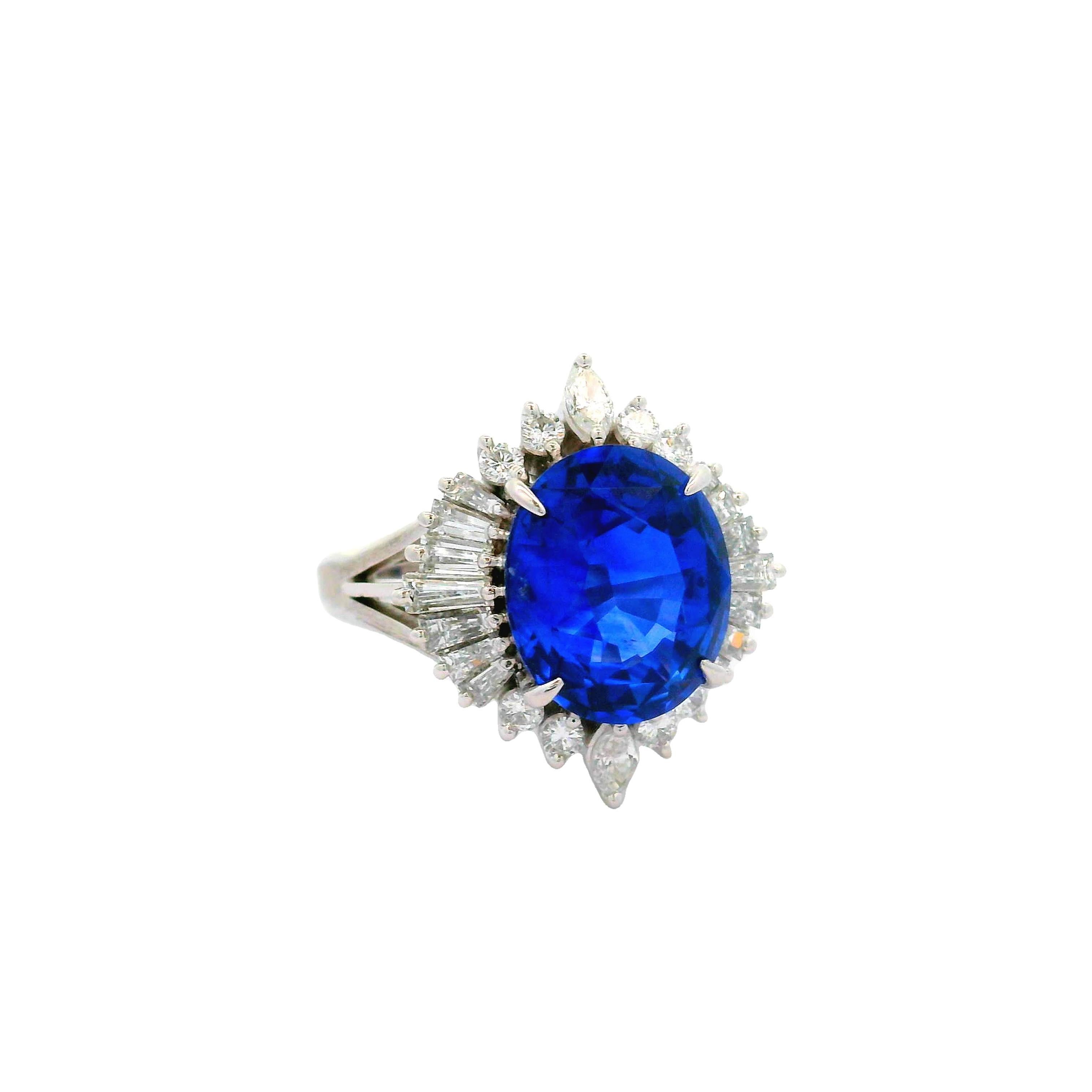 Platinring mit 5.03 Karat Ceylon-Saphir und Diamant, GIA-zertifiziert (Moderne) im Angebot