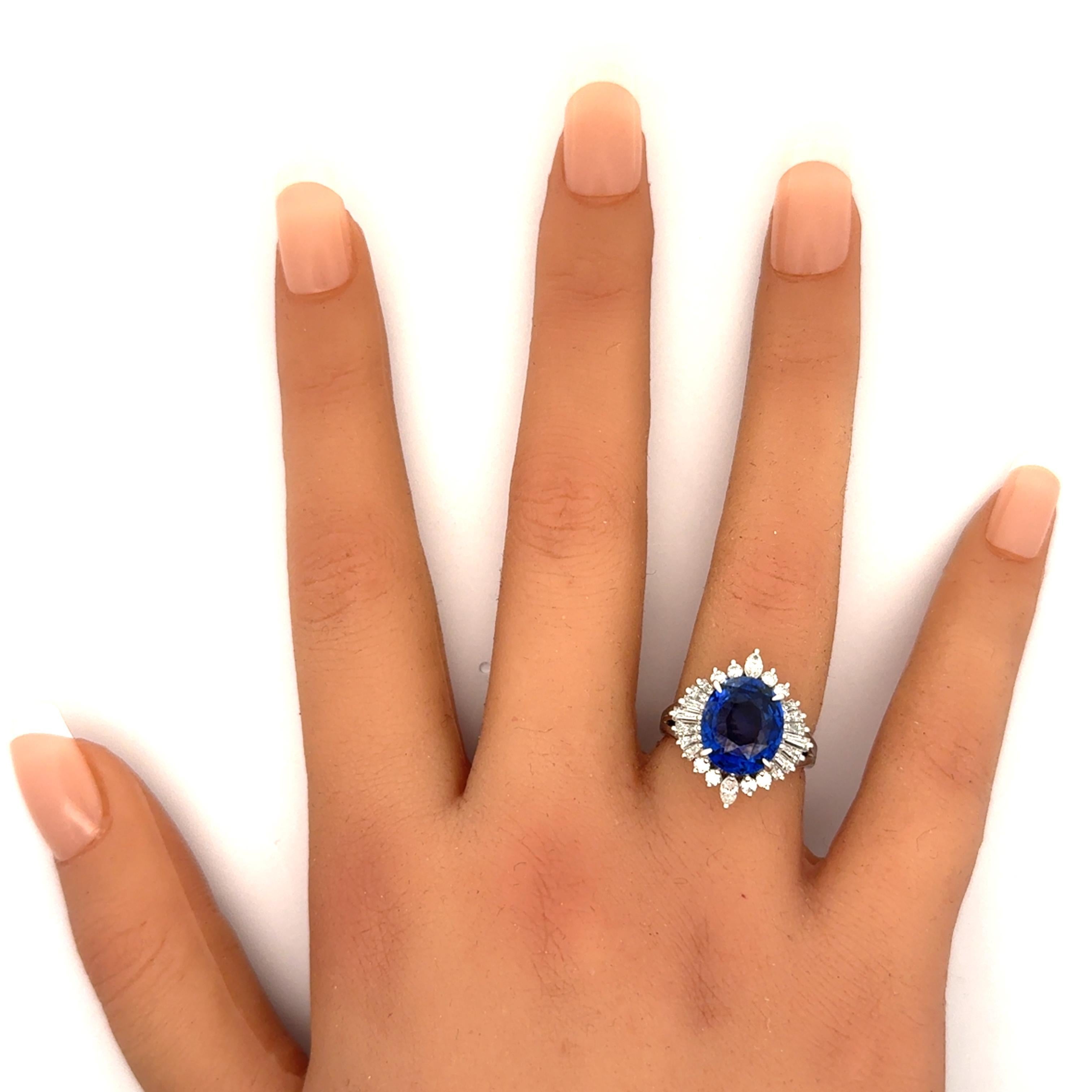 Platinring mit 5.03 Karat Ceylon-Saphir und Diamant, GIA-zertifiziert Damen im Angebot