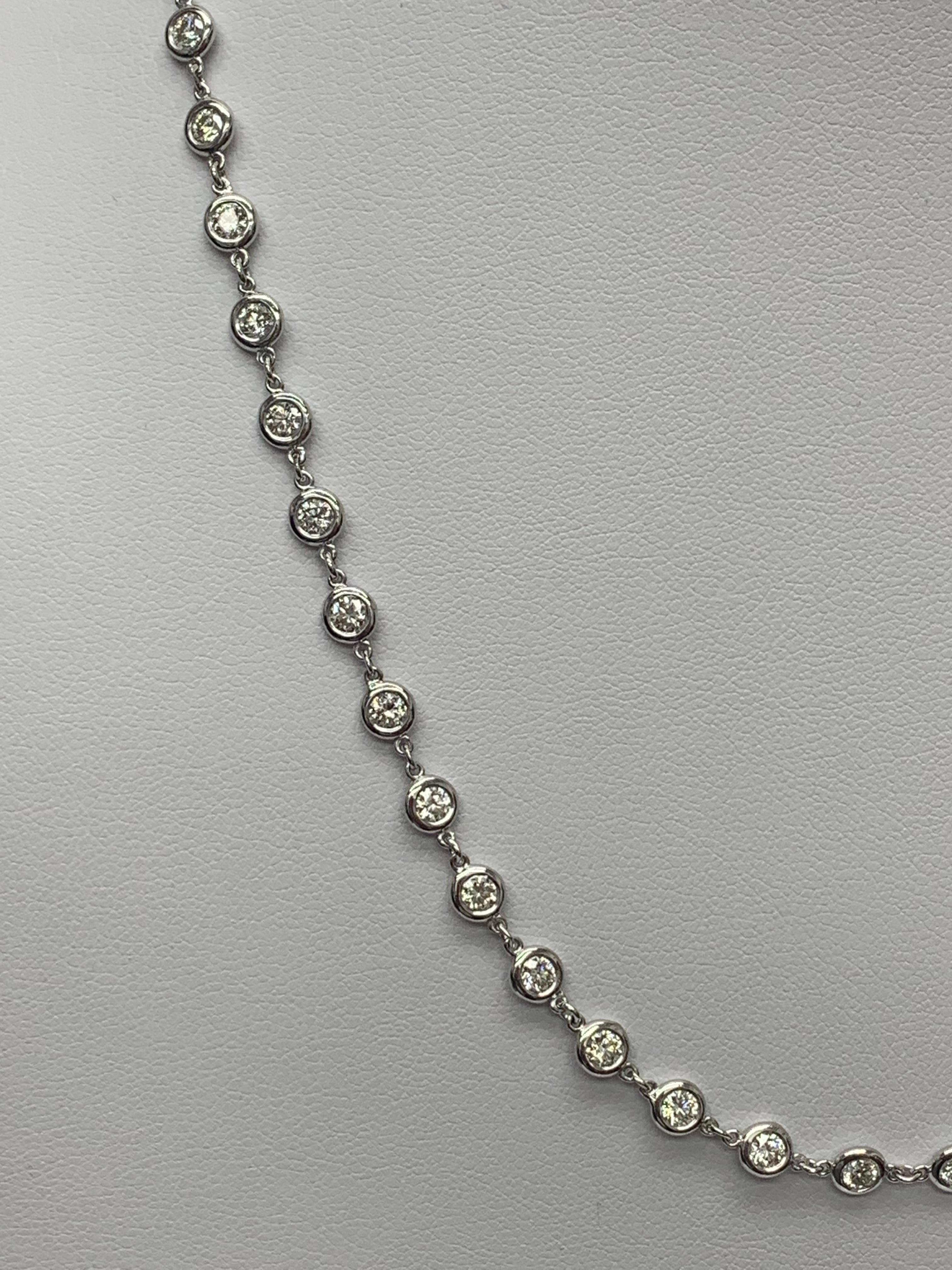 Modern 5.03 Carat Diamonds by the Yard Necklace in 14K White Gold For Sale