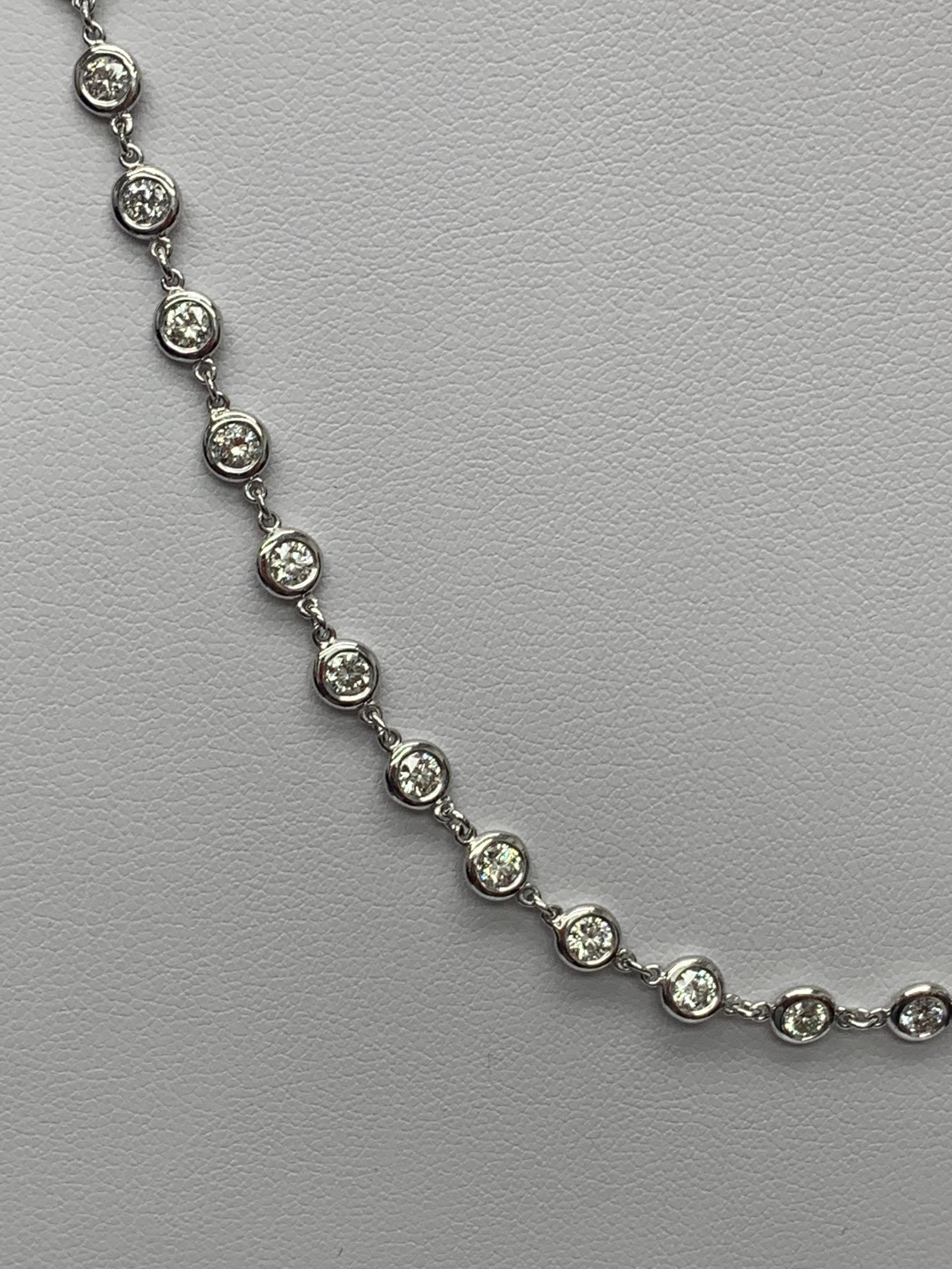 5.03 Carat Diamonds by the Yard Necklace in 14K White Gold In New Condition For Sale In NEW YORK, NY