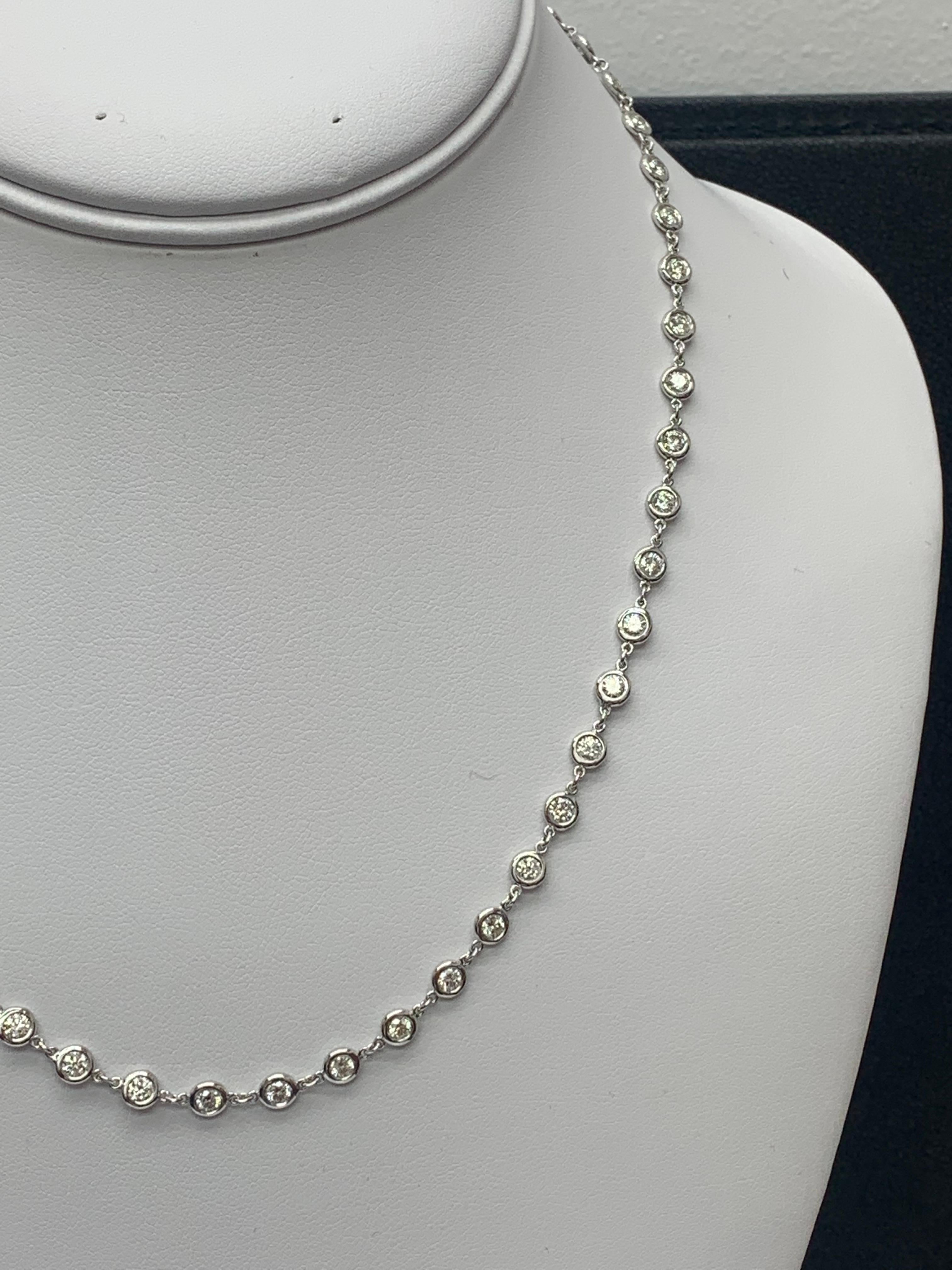 Women's 5.03 Carat Diamonds by the Yard Necklace in 14K White Gold For Sale