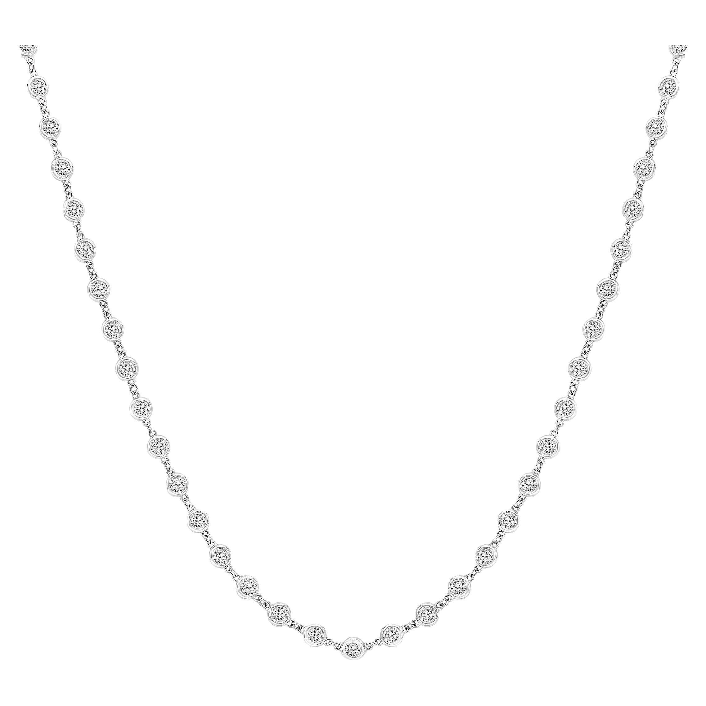 5.03 Carat Diamonds by the Yard Necklace in 14K White Gold For Sale