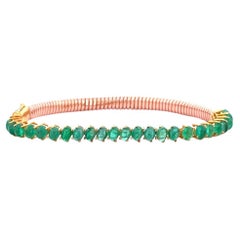 5.03ct Cabochon Emerald Bracelet in 18K Yellow Gold