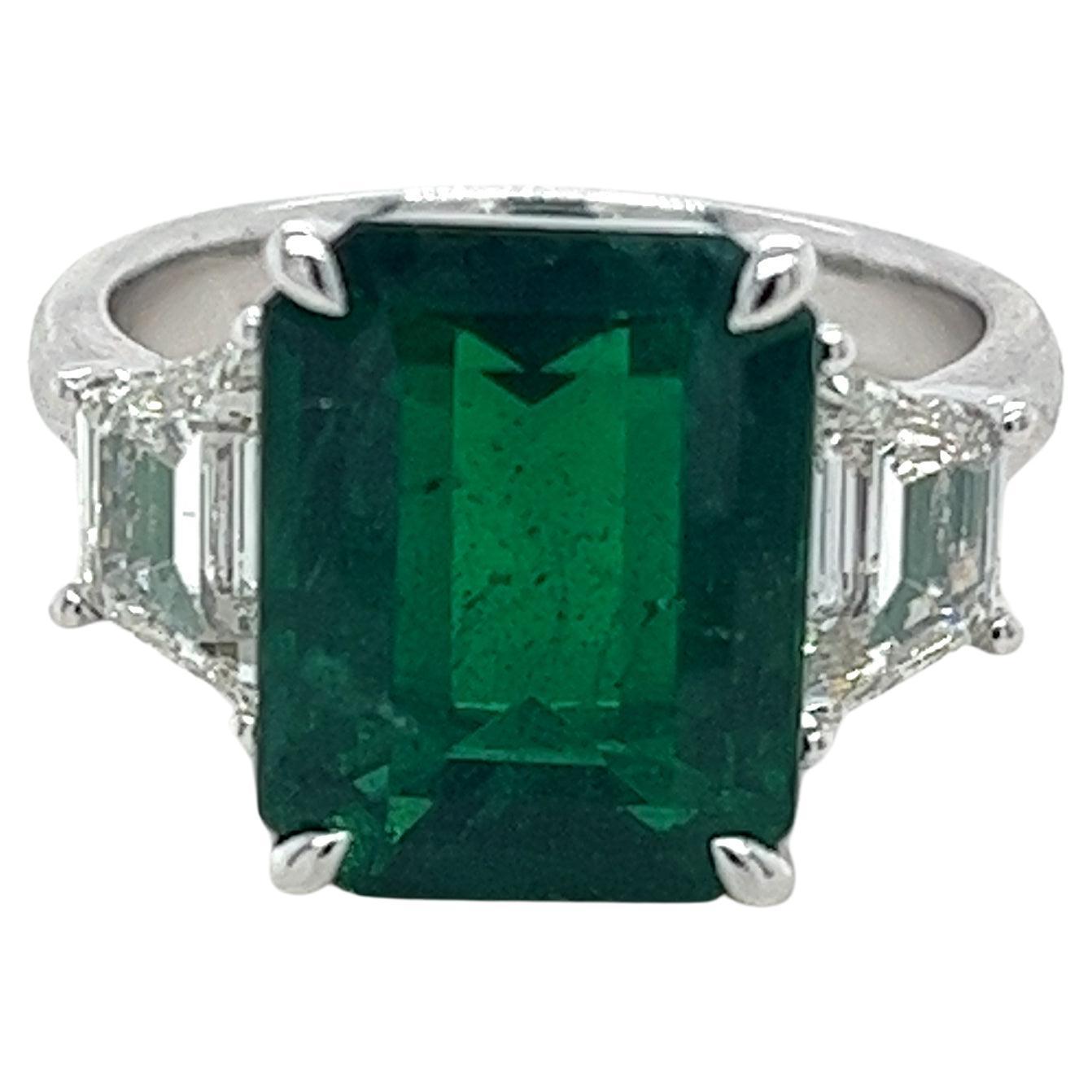 5.03 Carat Emerald Cut Emerald Ring in Platinum For Sale