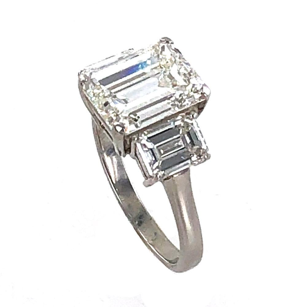 5.03 Carat H VS2 Emerald Cut Diamond Platinum Engagement Ring GIA Certified In Excellent Condition In Boca Raton, FL