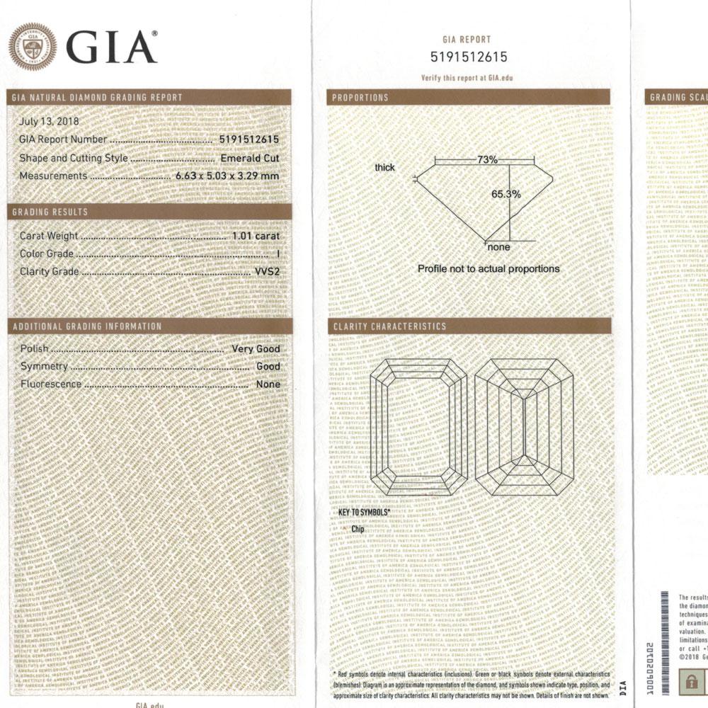 5.03 Carat H VS2 Emerald Cut Diamond Platinum Engagement Ring GIA Certified 1