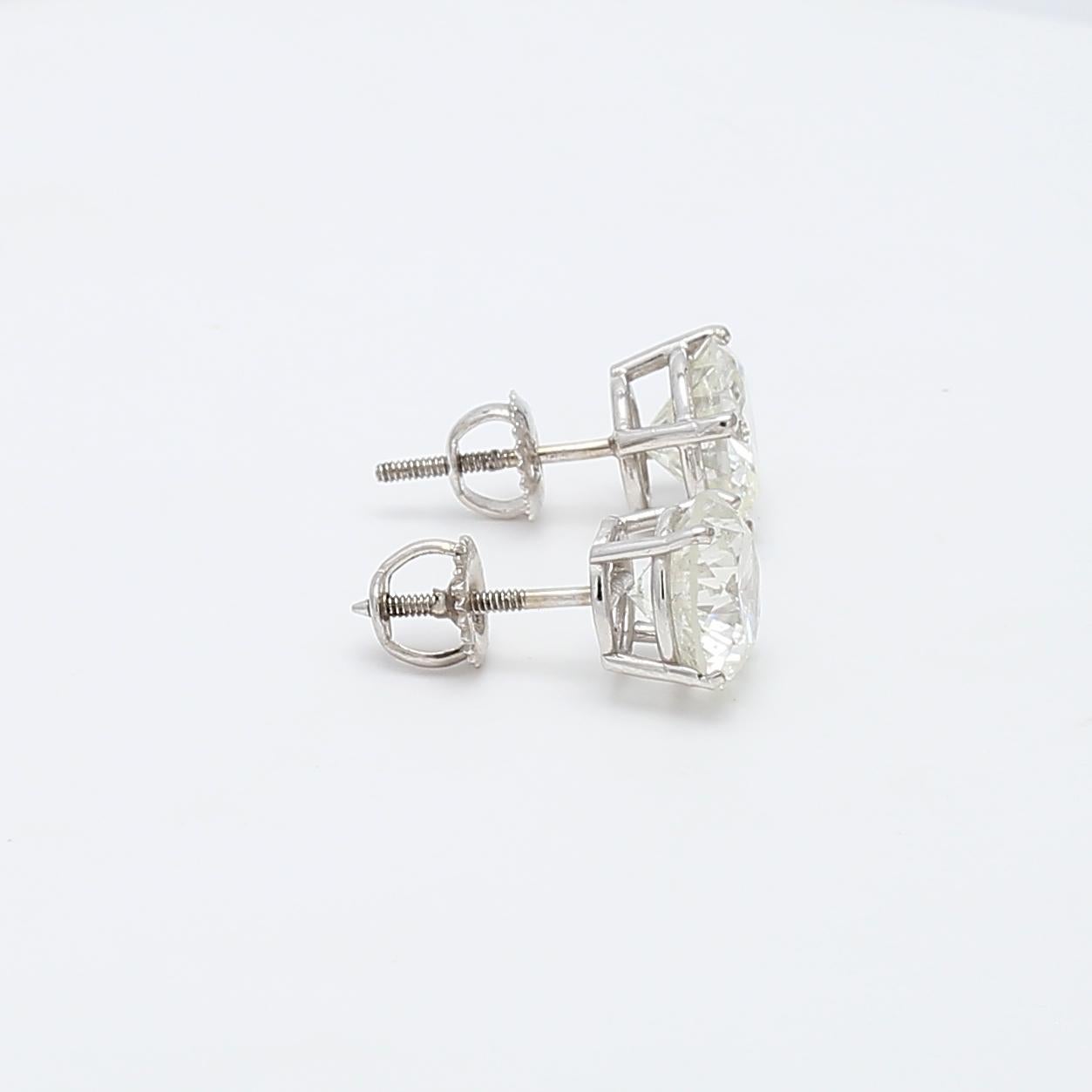 5,03 Karat J-K I2 Runder Brillant Diamant 14K Weißgold Ohrstecker im Zustand „Neu“ im Angebot in New York, NY