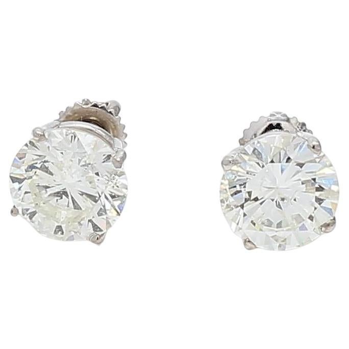 Orecchini a perno in oro bianco 14K da 5,03 carati J-K I2 con diamante brillante rotondo