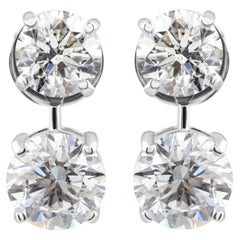 5.03 Carat Natural Diamond Minimalist Drop Earrings 18 Karat White Gold Jewelry