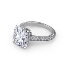 5.03 Carat Old Mine Cushion Brilliant Diamond Platinum Engagement Ring