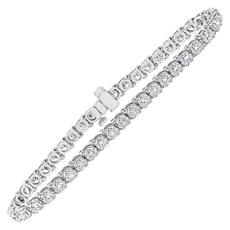 Roman Malakov 5.03 Carat Round Diamond Tennis Bracelet For Sale
