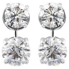 5.03 Carat SI/H Brilliant Diamond Minimalist Drop Earrings 14 Karat White Gold