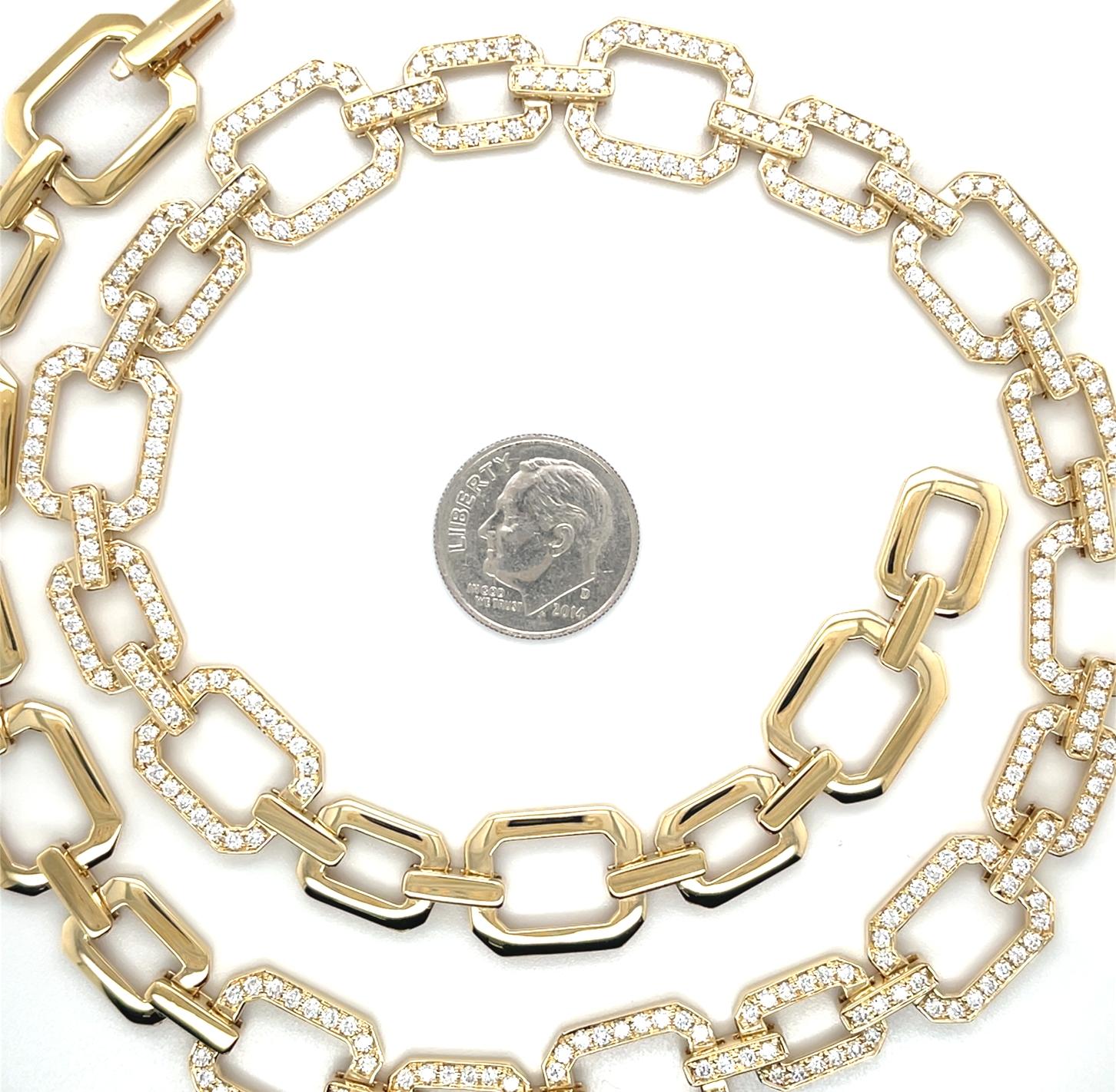 5.03 Carats Total Diamond Link Necklace in 18k Yellow Gold, 18 Inches In New Condition For Sale In Los Angeles, CA