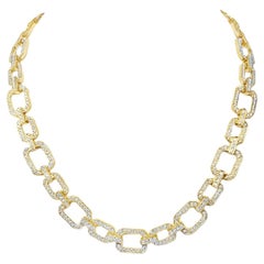 Collana A Link con diamanti da 5,03 carati totali in oro giallo 18k, 18 pollici