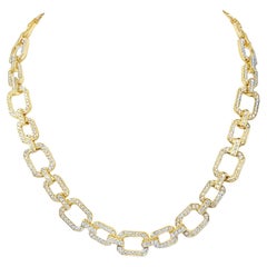 5.03 Carats Total Diamond Link Necklace in 18k Yellow Gold, 18 Inches