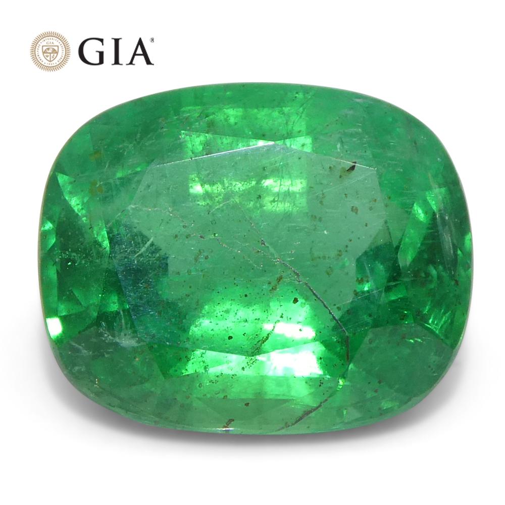 5,03 ct Cushion Smaragd GIA zertifiziert (Brillantschliff) im Angebot