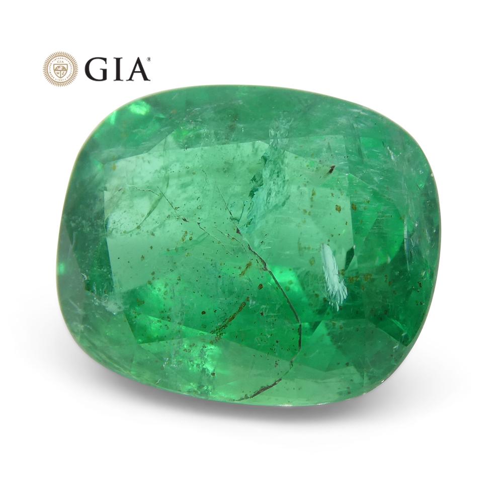 Women's or Men's 5.03 ct Cushion Emerald GIA Certified For Sale